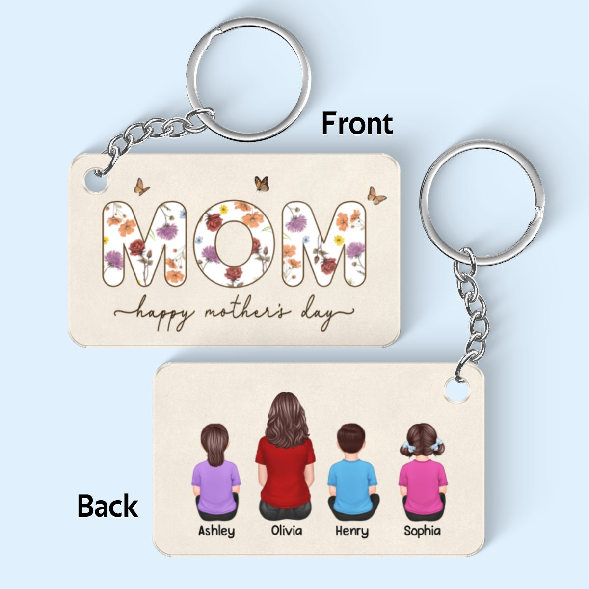 Mom We Love You Personalized Acrylic Keychain, Gift For Mom