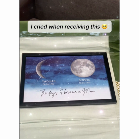 Starry Night The Days I Became A Mom Custom Birth Moon Phase - Personalized Poster - Unique Mother's Day Gift For Mom, Wife, Grandma