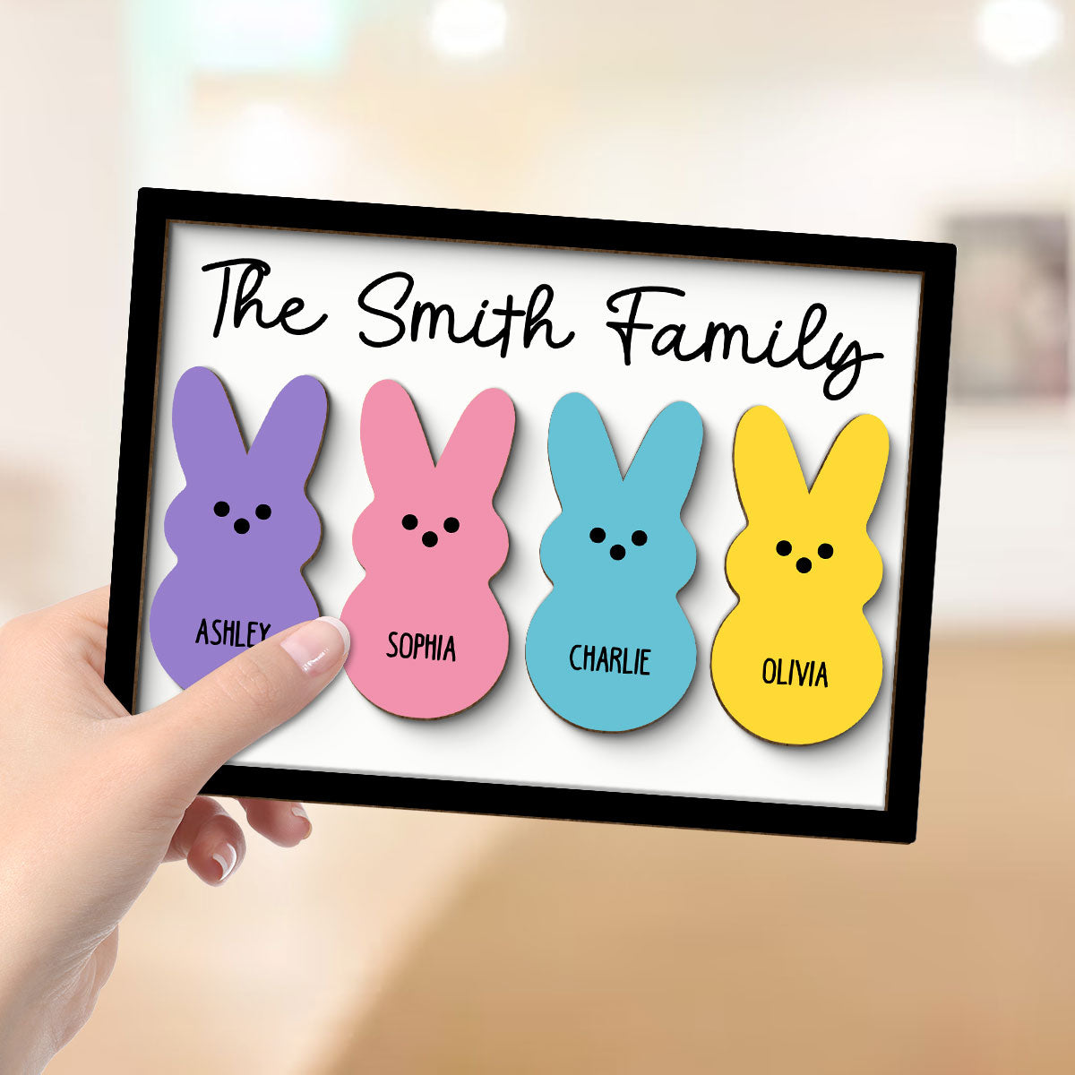 Family Easter Personalized 2-Layer Wooden Plaque
