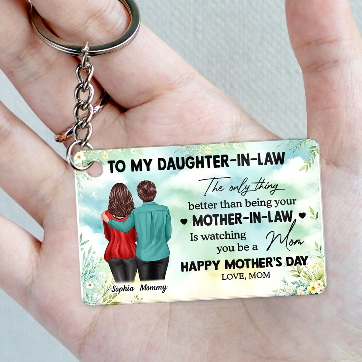 To My Daughter-In-Law From Mom Happy Mother's Day Personalized Acrylic Keychain, Gift For Daughter