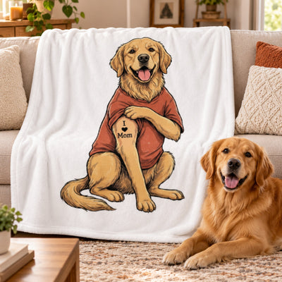 Custom Tattooed Dog Cat Pet from Photo - Personalized Fleece Blanket - Gift for Dog Mom, Dog Dad, Cat Mom, Cat Dad
