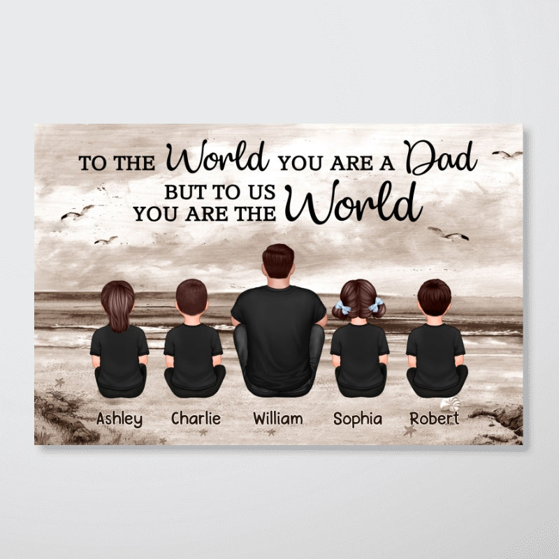 Dad And Sons Daughters Retro Vintage Beach Personalized Poster, Heartfelt Gift For Dad, For Husband