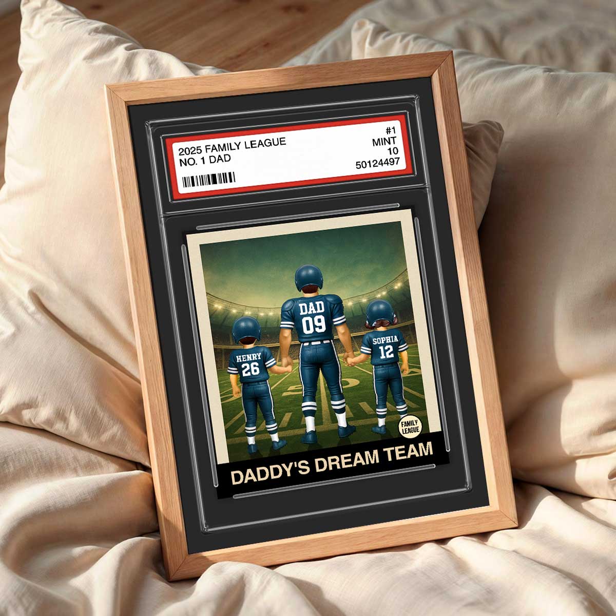 Football No. 1 Dad Man & Kids Trading Card Style Personalized Poster