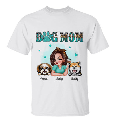 Teal And Leopard Dog Mom Gift For Dog Lovers Personalized Shirt
