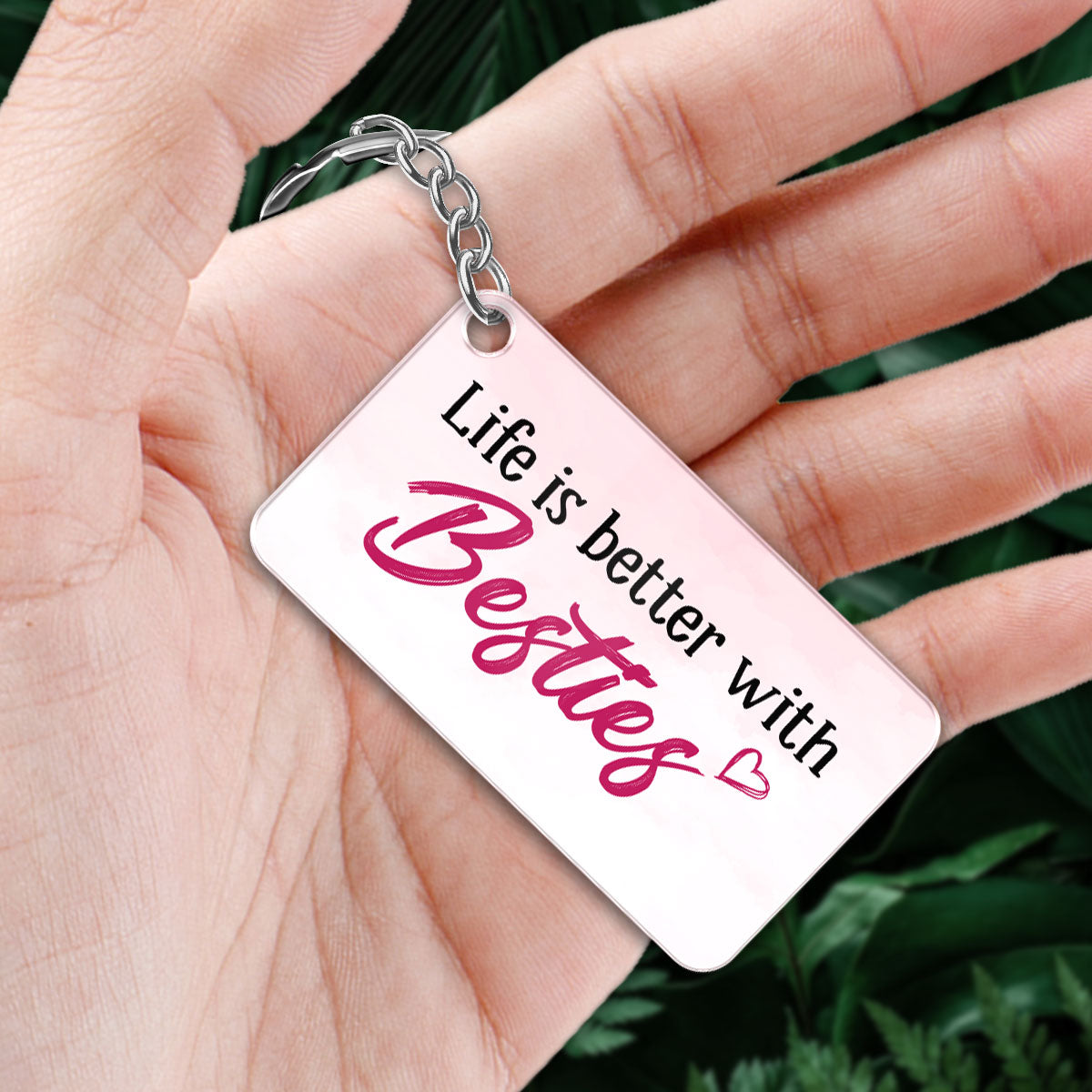 Denim Jacket Besties Sisters Under The Pink Heart Tree Personalized Acrylic Keychain