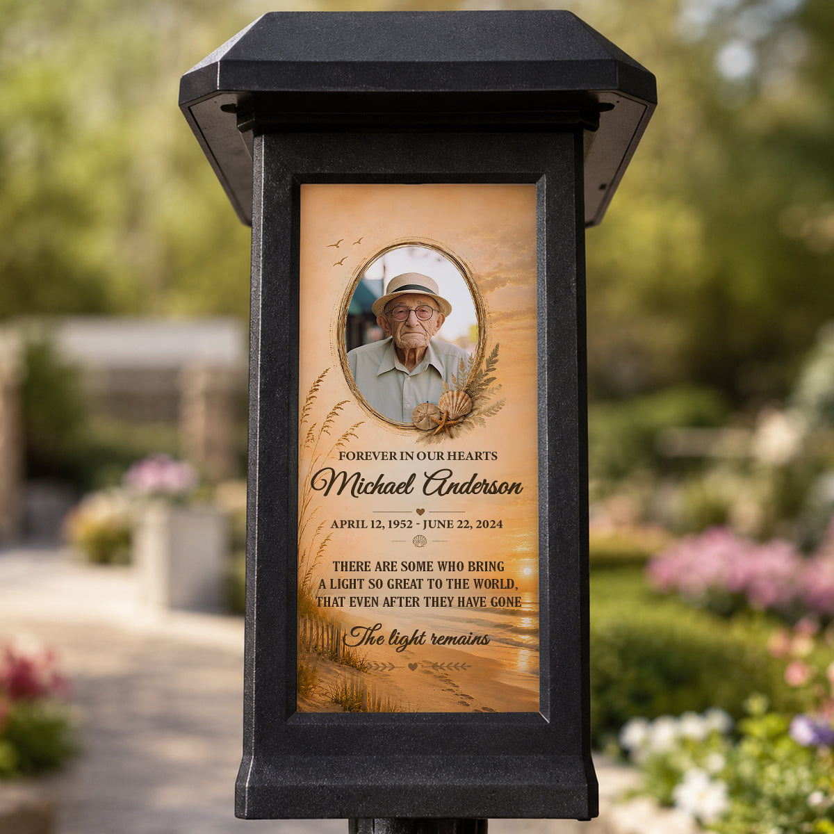 Custom Beach Memorial Photo - Personalized Solar Garden Light - Heartfelt Sympathy Gift for Loved Ones