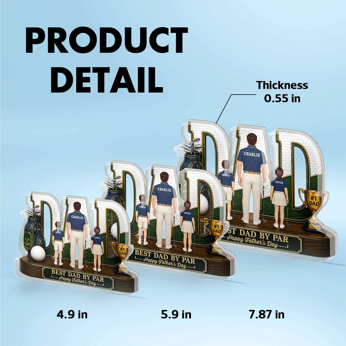 Golf Dad Legend Best Dad By Par - Personalized Acrylic Block Plaque - Unique Trending  Gift For Dad