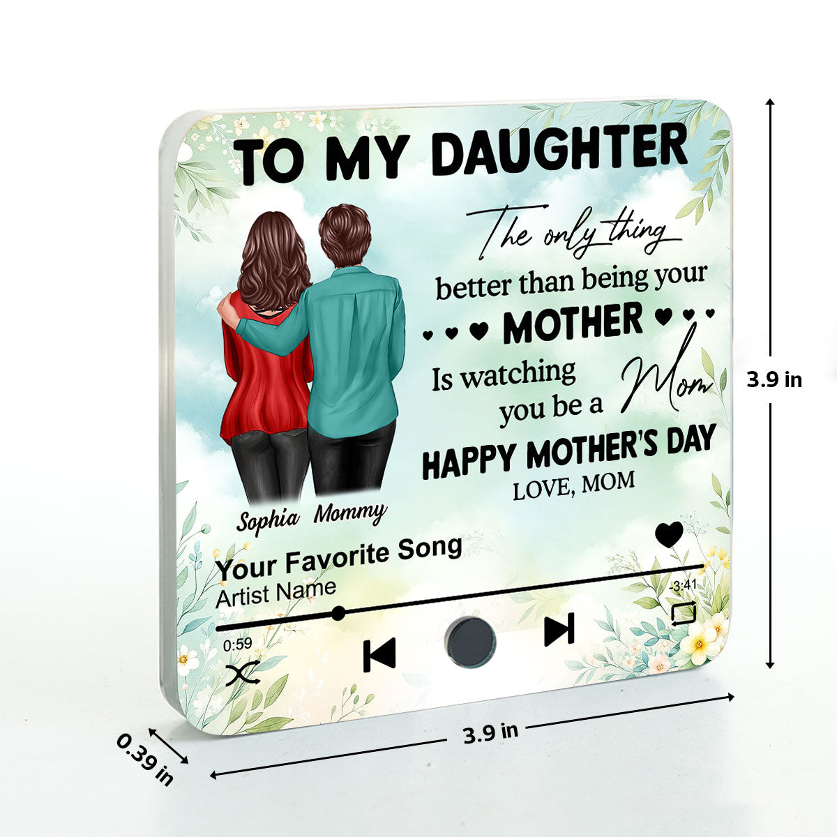 To My Daughter From Mom Personalized Music Fridge Magnet, Heartfelt 2025 Gift For Daughter