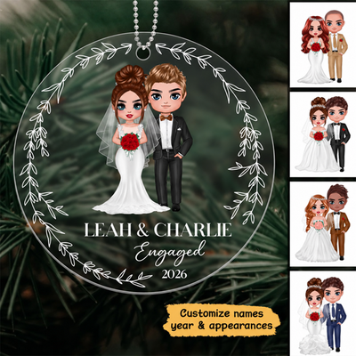 First Christmas Doll Couple Bride Groom Engagement Gift Wedding Gift Personalized Acrylic Ornament