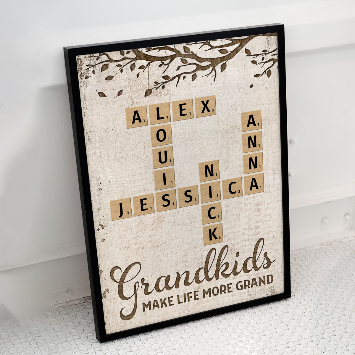 Grandkids Make Life More Grand Crossword Puzzle Art Personalized Poster
