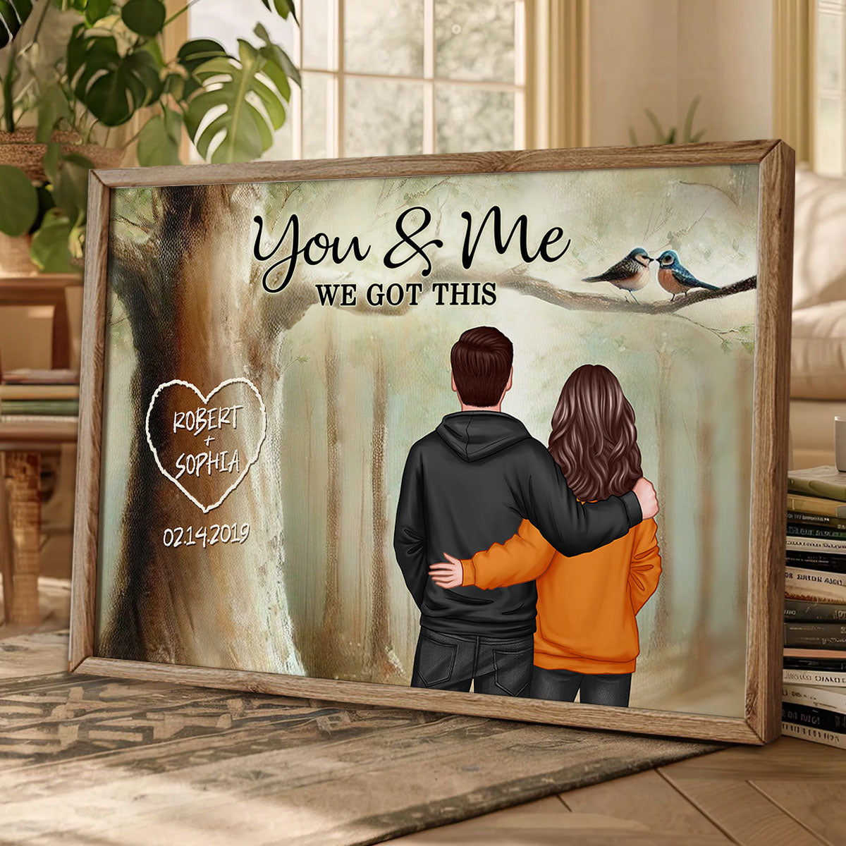 Couple Names Carved On Tree Of Love Personalized Poster, Heartfelt Gift For Couple, For Him, For Her, Boyfriend, Girlfriend, Husband, Wife