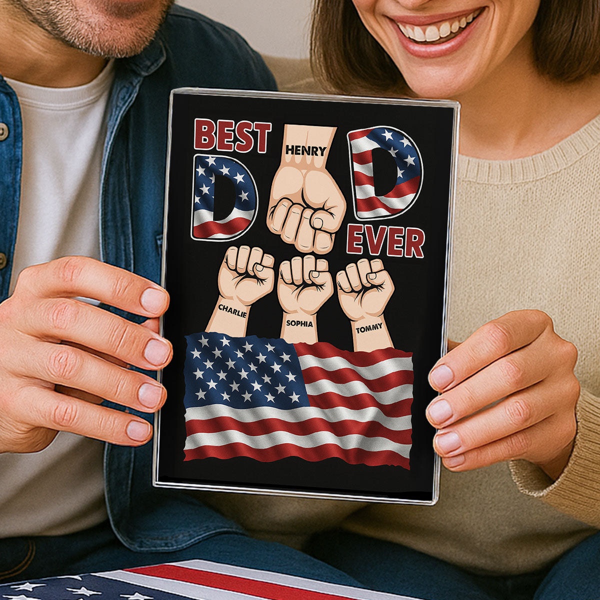 Best Dad Ever Nation Flag Personalized Acrylic Block Plaque, Father's Day Gift for Dad