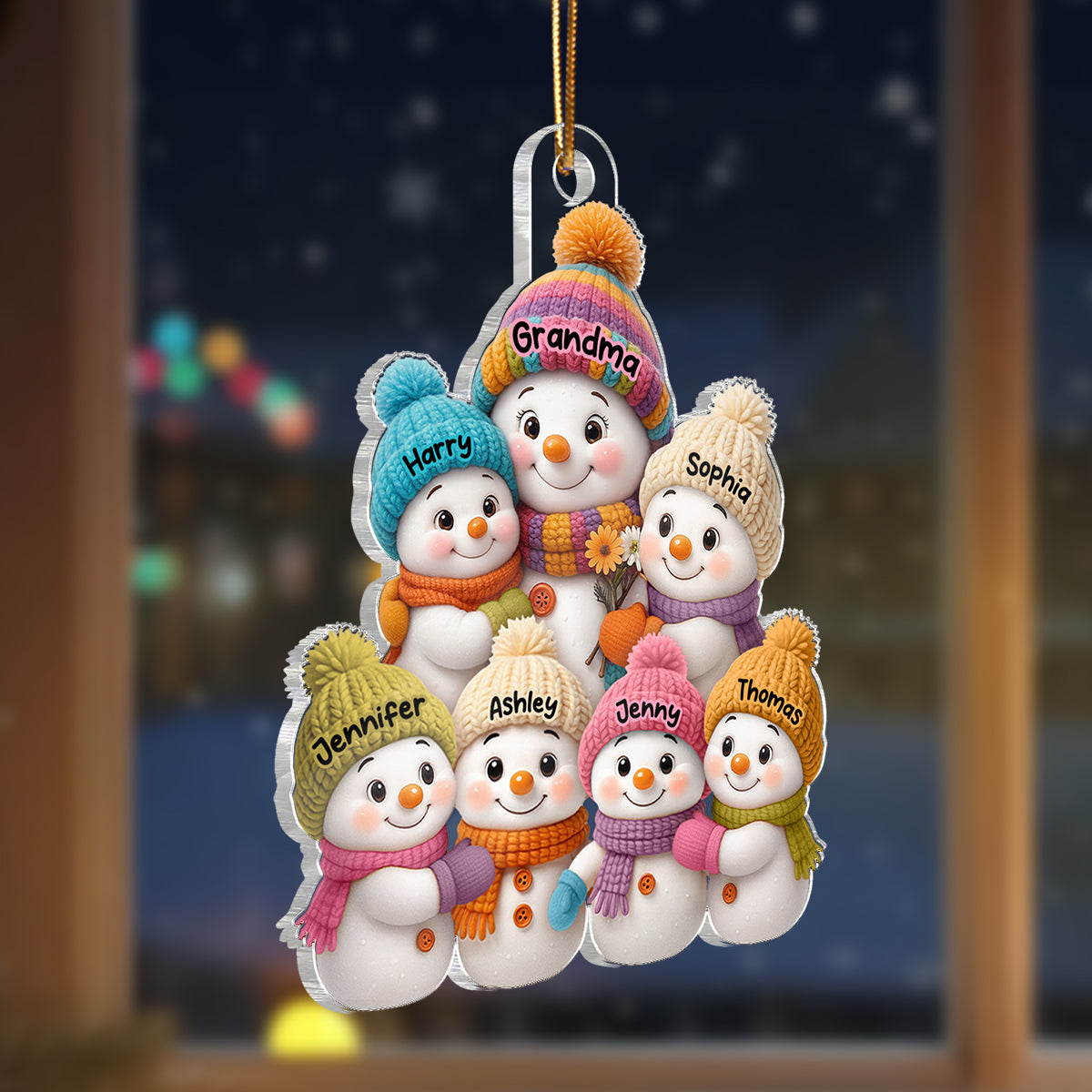 Snowman Grandma and Grandkids - Personalized Acrylic Ornament - Heartfelt Christmas Gift for Grandma, Grandkids