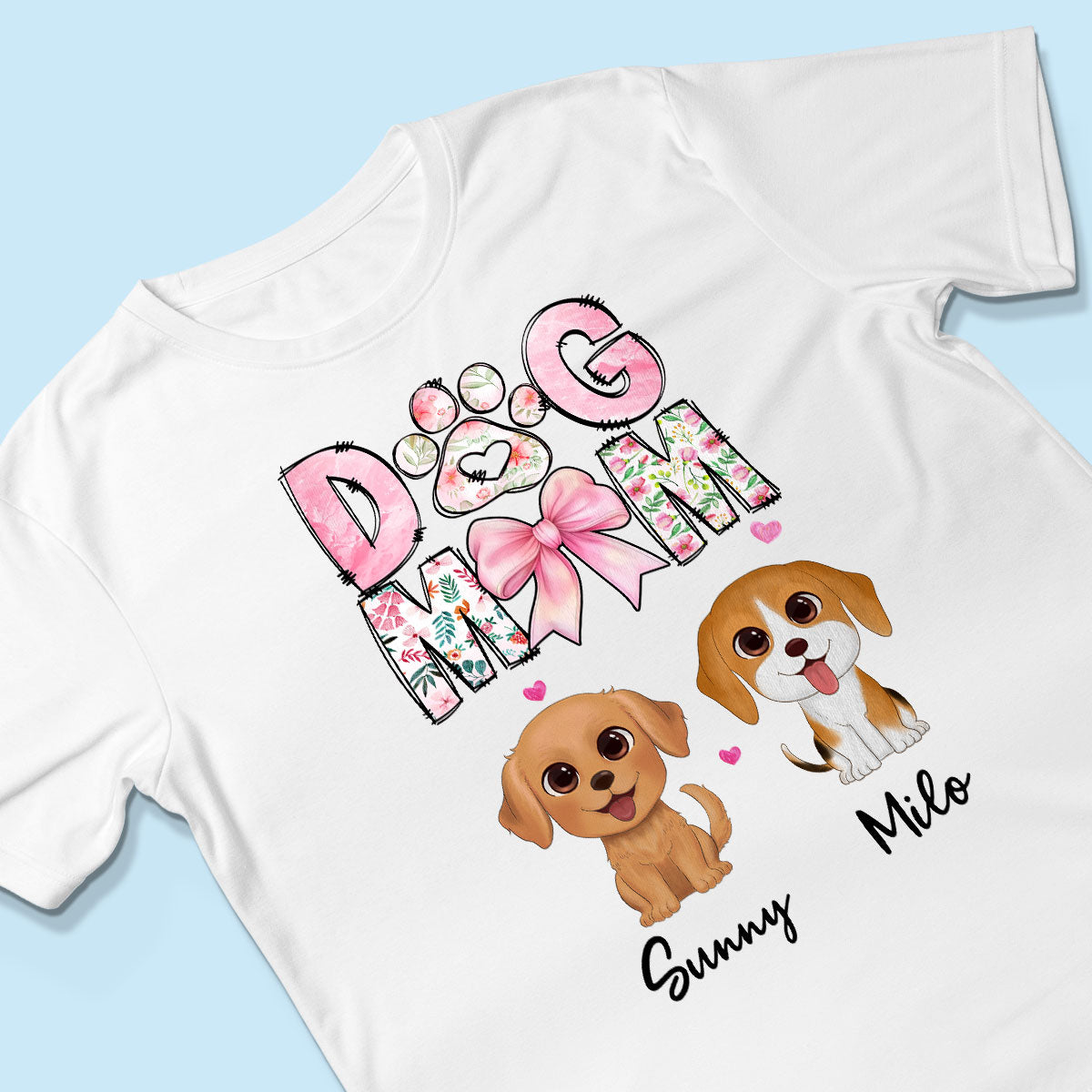 Dog Mom Pink Coquette Personalized Shirt, Watercolor Cute Dog, Gift for Dog Moms