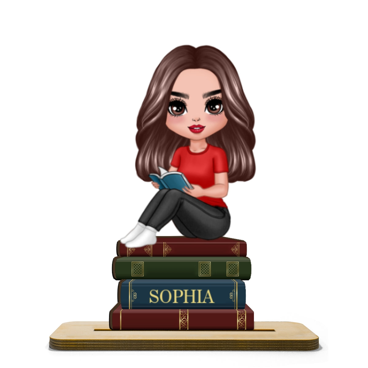 Gift For Book Lover Book Worm Custom Personalized Standing Wooden Plaque
