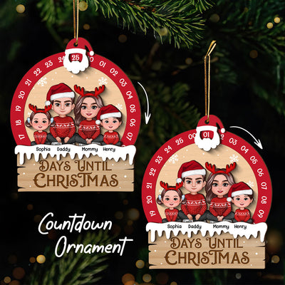 Family Sitting Crossed Legs Christmas Gift Personalized Countdown Ornament