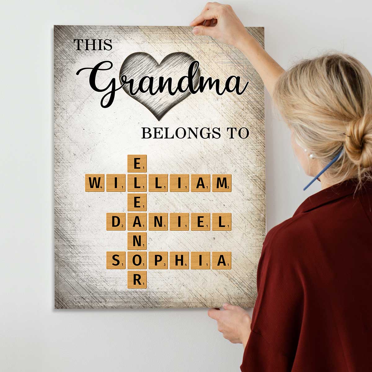 This Grandma Belongs To Grandkids Crossword Puzzle Art Personalized Poster