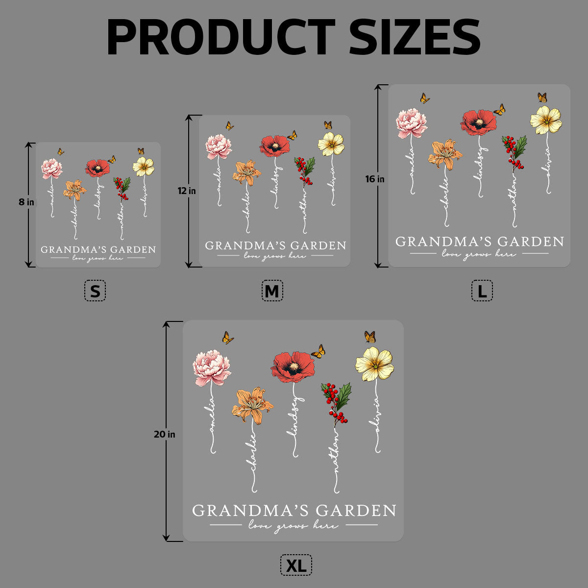 Grandma’s Garden Birth Flower Gift For Grandma Decor On Car Fridge Window Personalized Decal