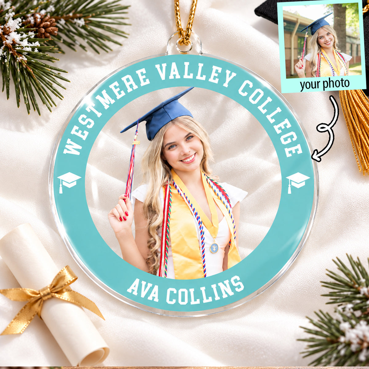 Custom Photo Senior Graduation - Personalized Acrylic Ornament - Senior Keepsake, Christmas Gift for Daughter, Son, Grandkids
