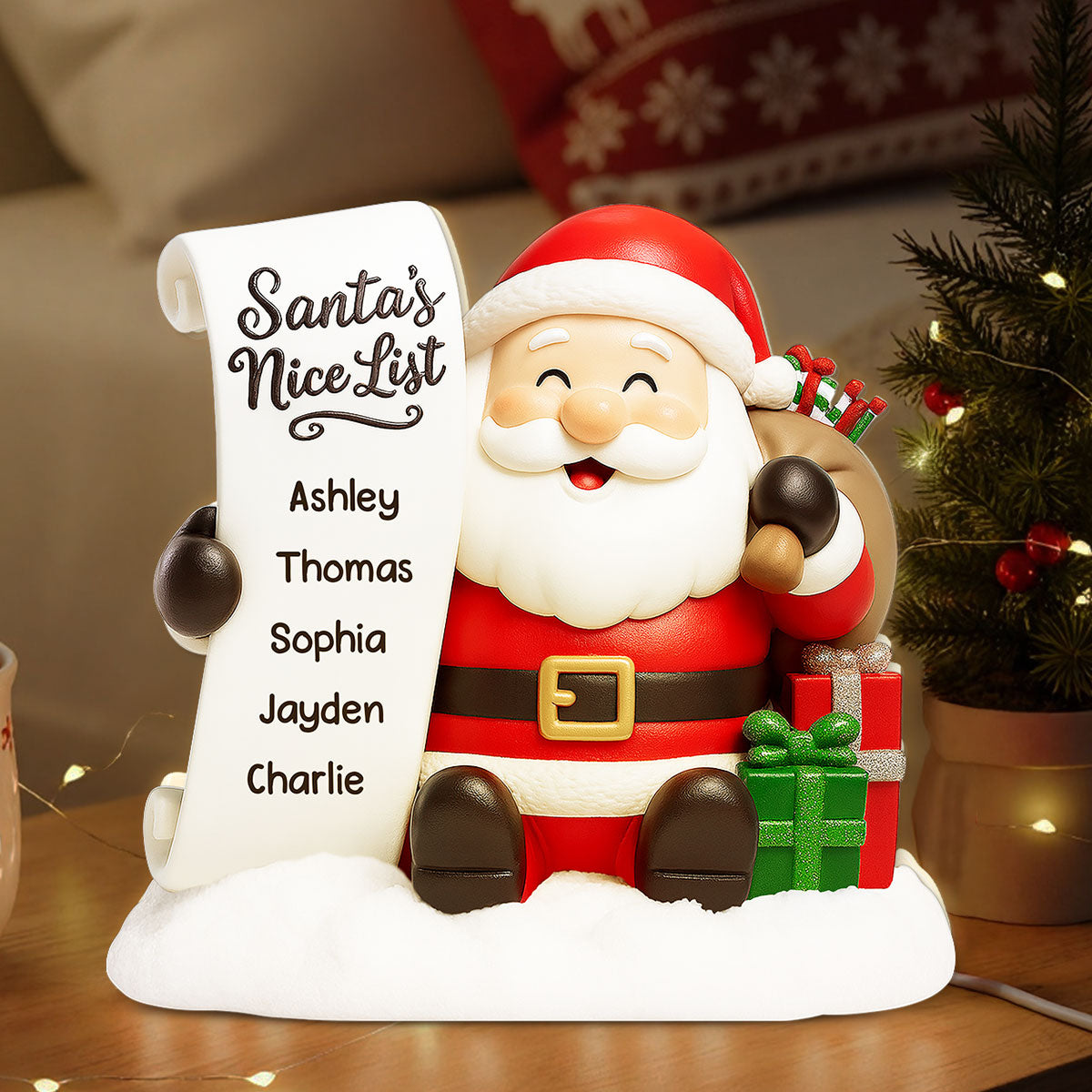 Santa's Nice List Kids' Names Family Christmas Decor - Personalized LED Light Box -Christmas Gift For Grandma, Grandpa, Family