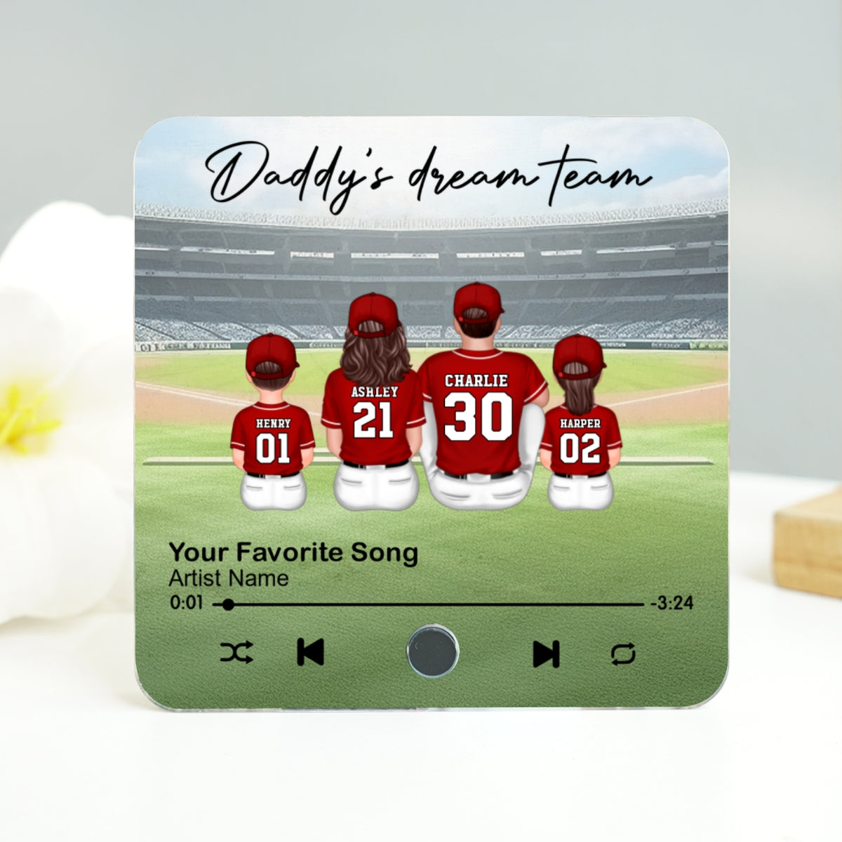 We Caught The Best Dad Man & Kids Sitting Personalized Music Fridge Magnet