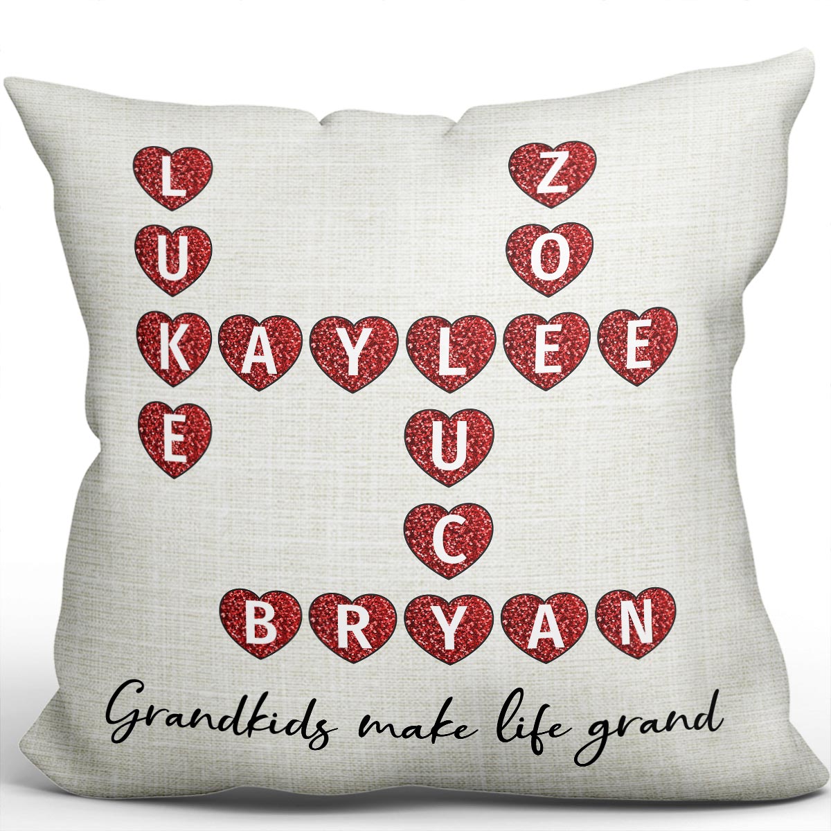Grandkids Make Life Grand Crossword Puzzle Art Personalized Pillow
