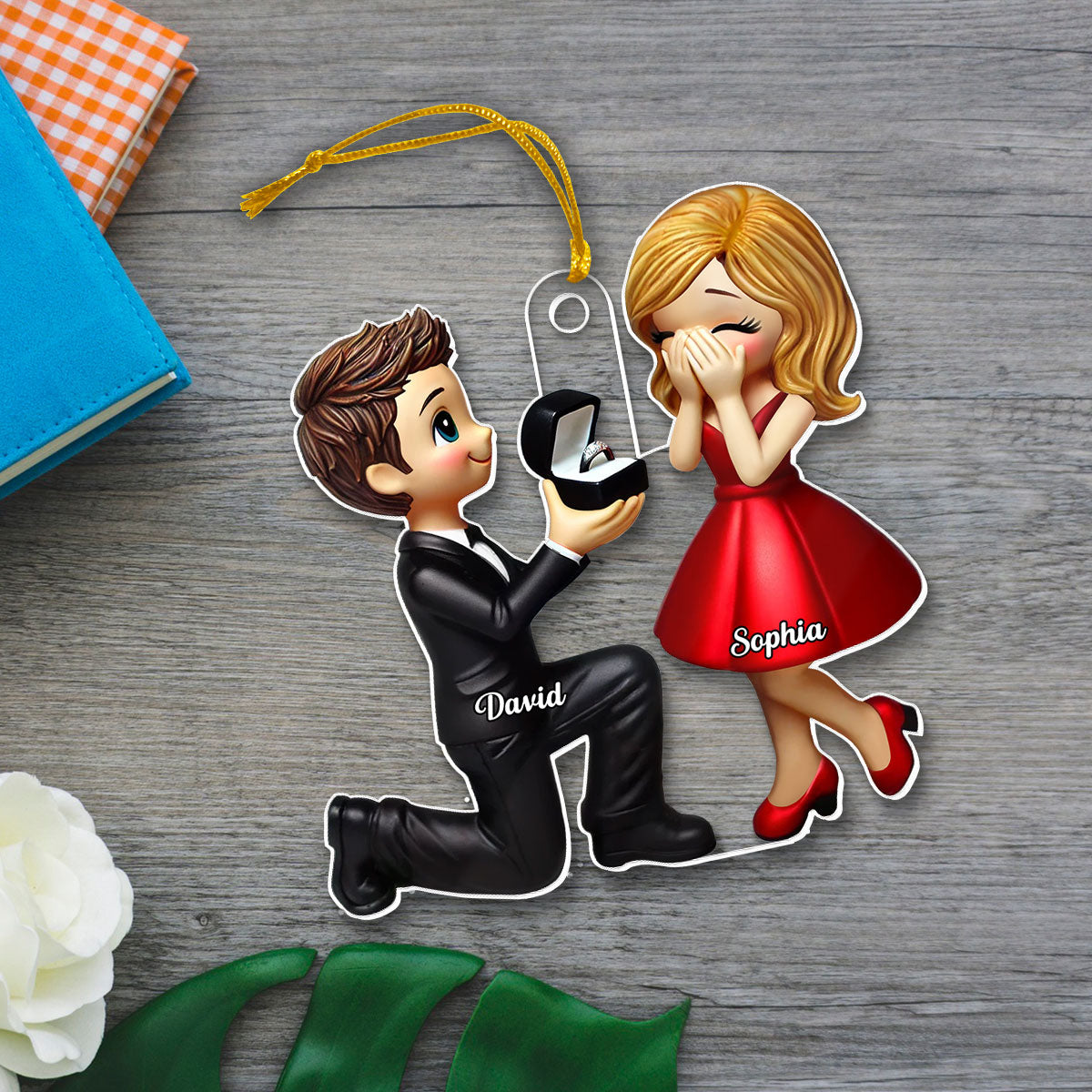 Marriage Proposal 3D Effect Personalized Car Hanger Ornament,  Gift for him, Gift for her