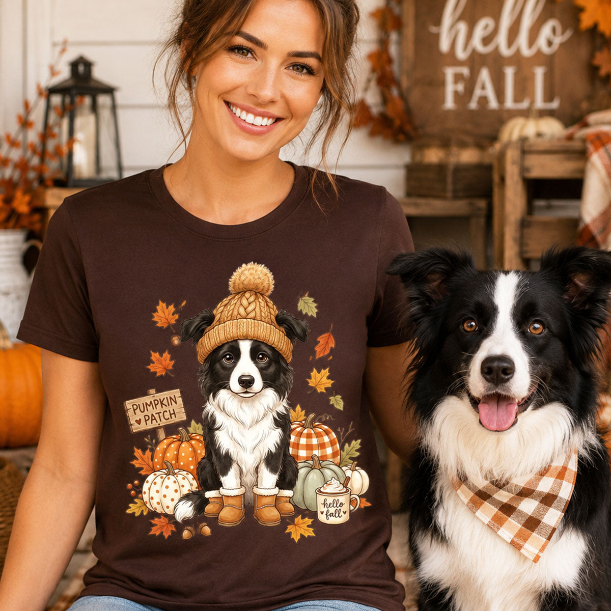 Custom Dog Cat Photo Pumpkin Patch - Personalized Shirt - Trendy Fall Gift for Dog Moms, Cat Moms, Pet Lovers