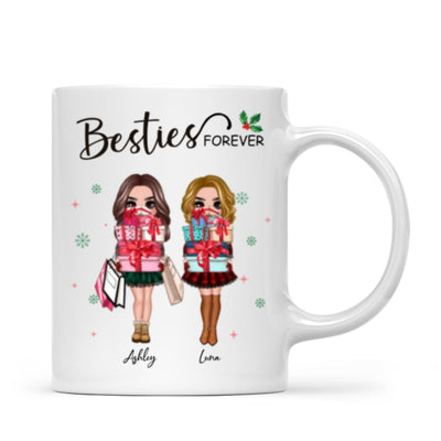Christmas Best Friends Sisters Shopping Girls Personalized Mug