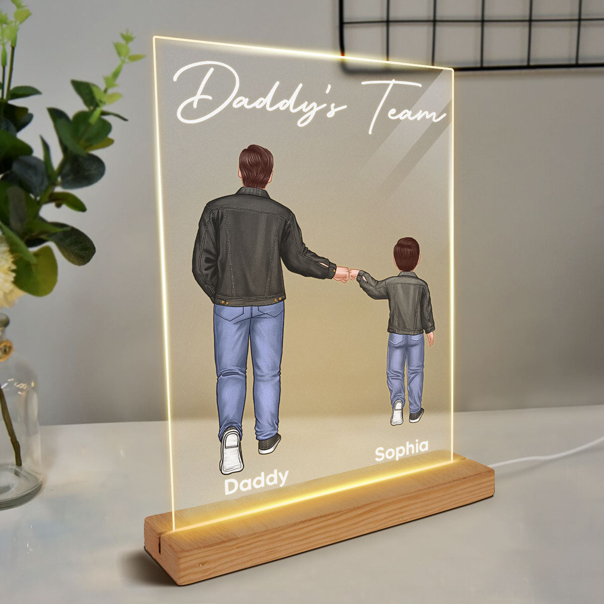 Daddy‘s Team Personalized Rectangle Acrylic LED Night Light