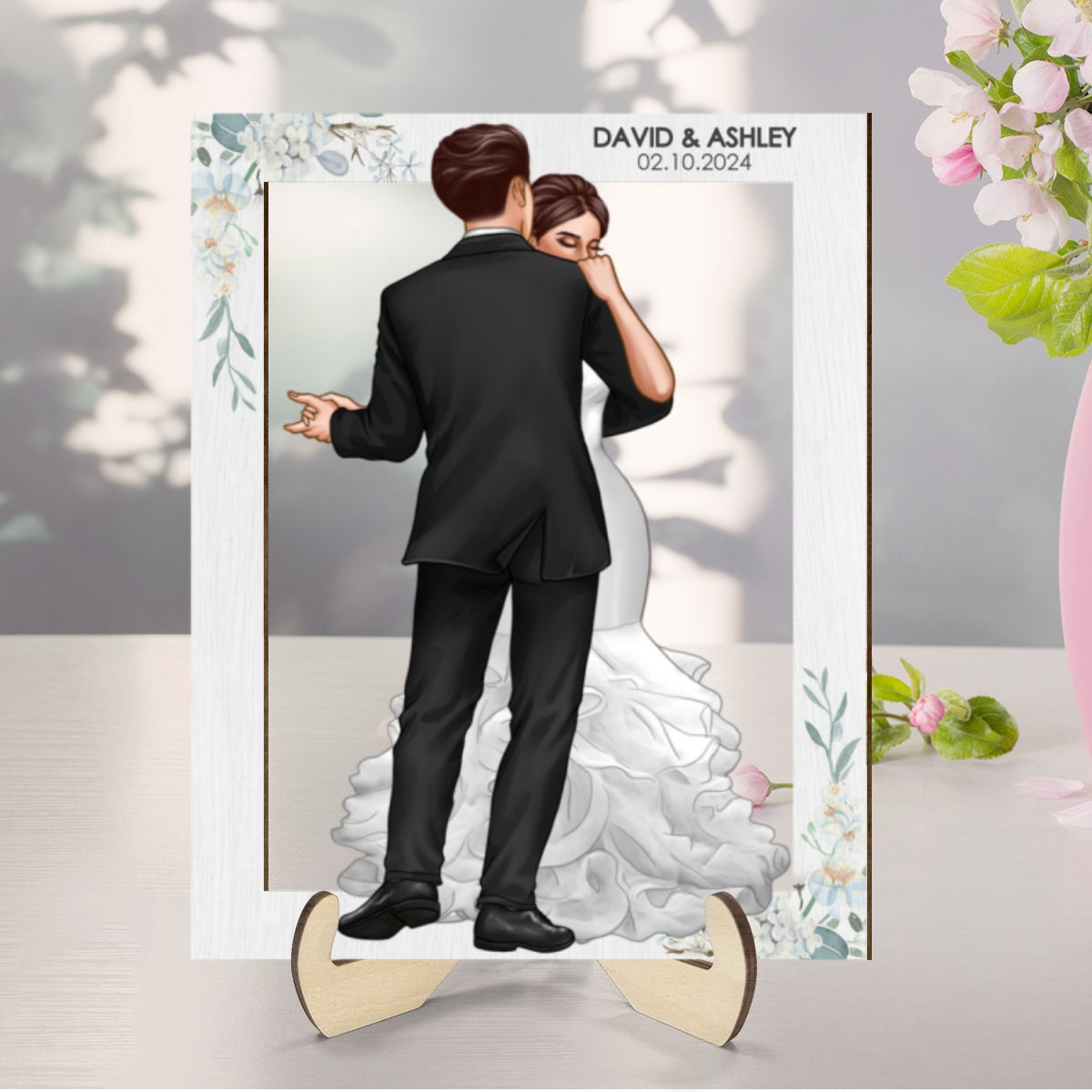 Groom Bride Dancing Frame Wedding Gift Personalized 2-Layer Wooden Plaque, Anniversary Gift, Valentines Day Gift For Couples, For Him, For Her