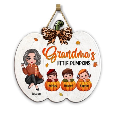 Grandma's Little Pumpkids Personalized Door Hanger Sign