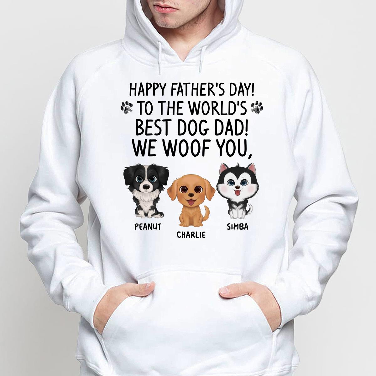 Watercolor Cute Dogs Happy Father‘s Day To The World’s Best Dog Dad Personalized Shirt