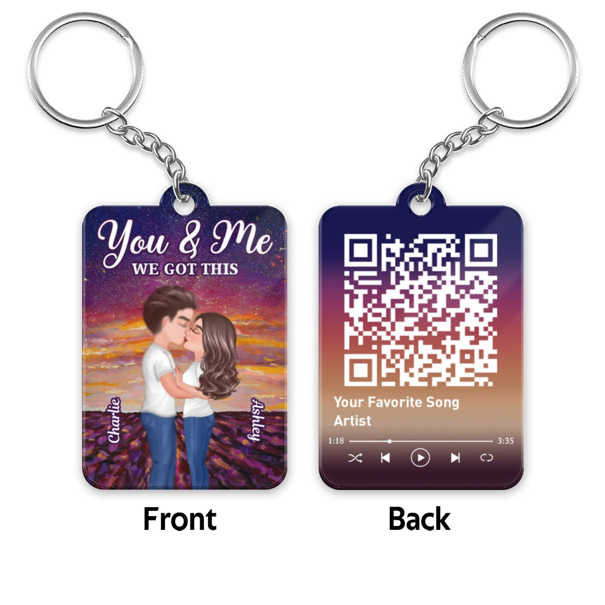 Doll Couple Kissing In Breaking Dawn Favorite Song QR Code Personalized Acrylic Keychain