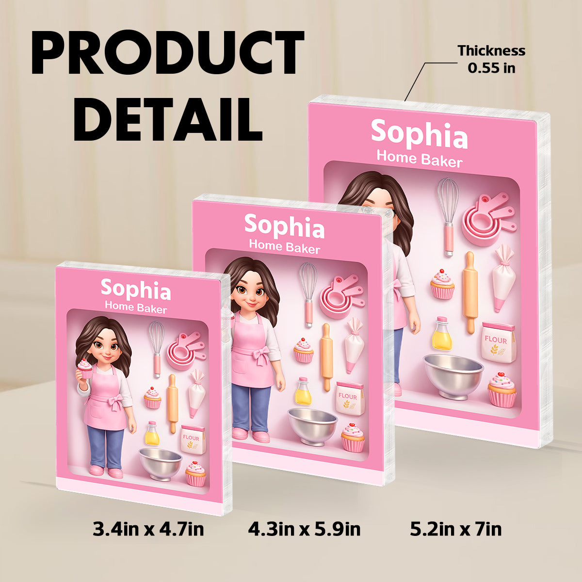 Home Baker 3D Action Figure - Personalized Acrylic Block - Gift for Bakers