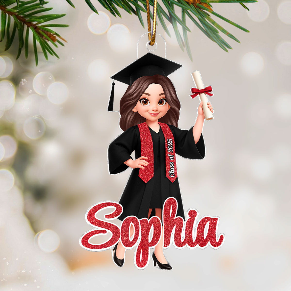3D Effect Senior - Personalized Acrylic Ornament - Christmas Gift Graduation Gift For Daugter Son Granddaughter Grandson