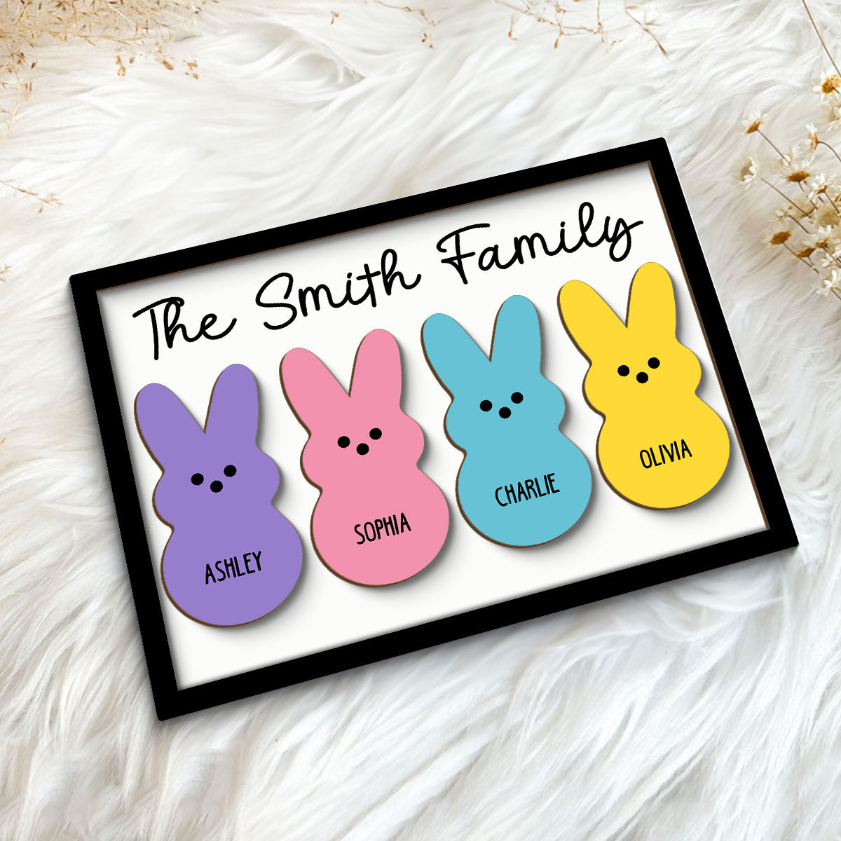 Family Easter Personalized 2-Layer Wooden Plaque