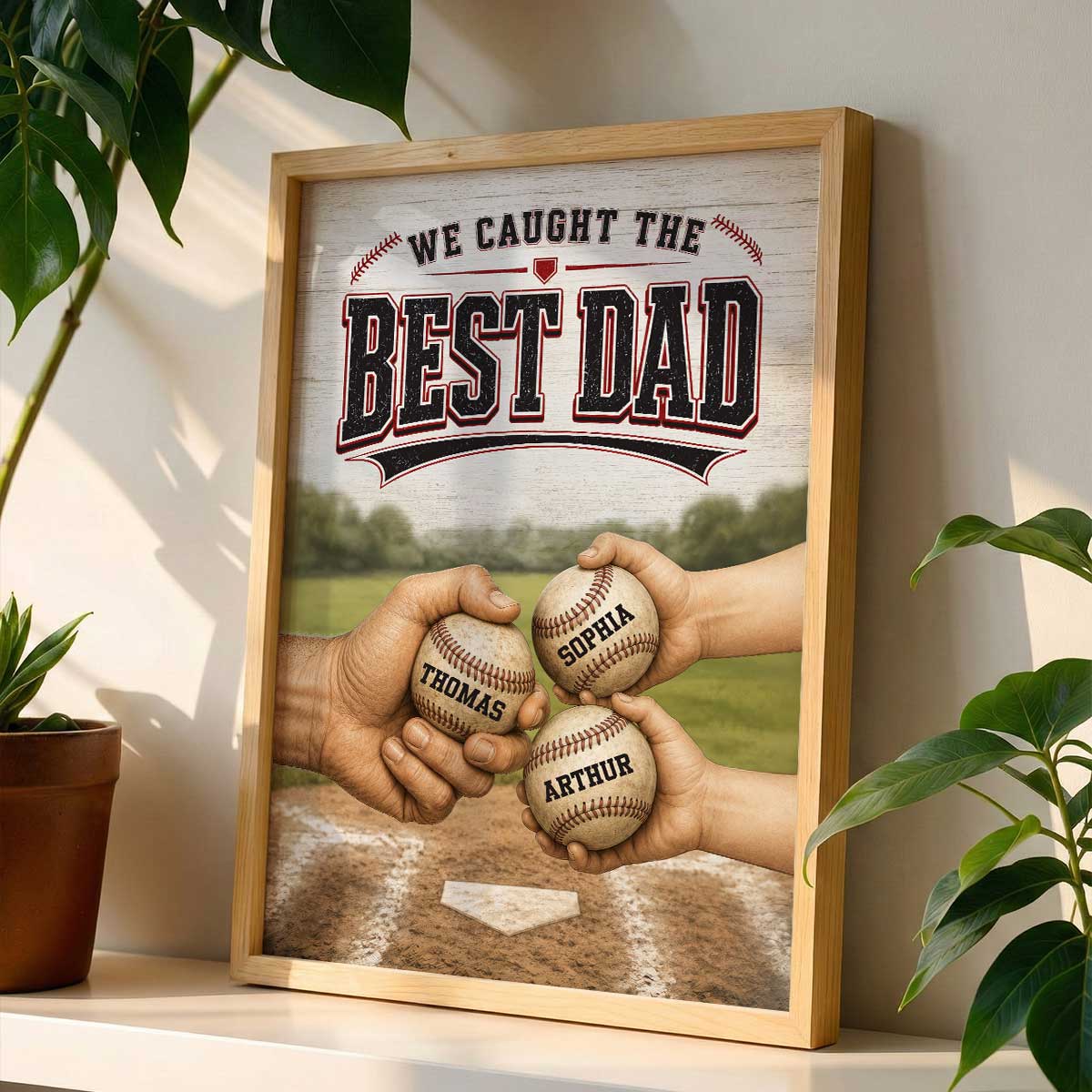 We Caught The Best Dad Baseball Fist Bump - Personalized Poster - Father's Day Gift For Dad