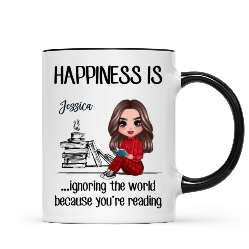 Happiness Is Ignoring The World Because You‘re Reading Book Personalized Mug