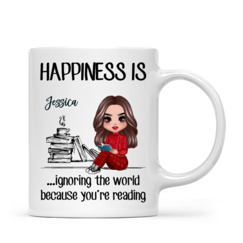 Happiness Is Ignoring The World Because You‘re Reading Book Personalized Mug