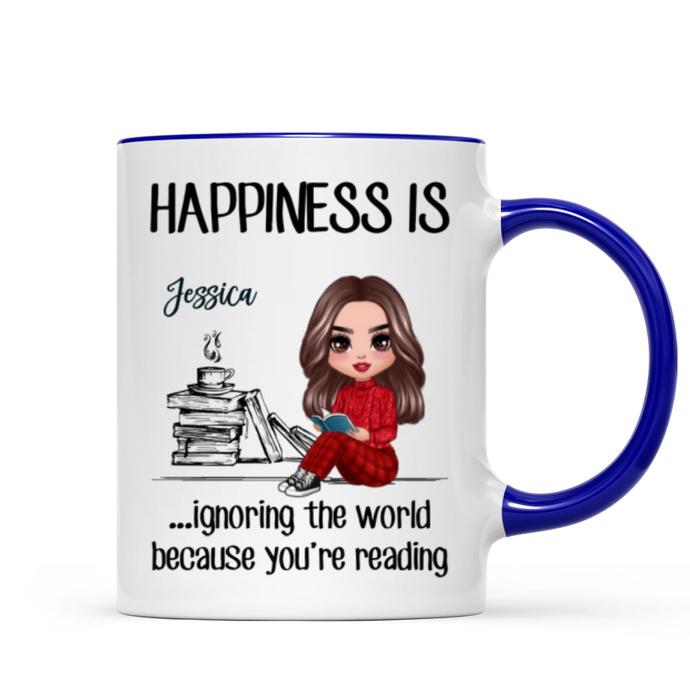 Happiness Is Ignoring The World Because You‘re Reading Book Personalized Mug