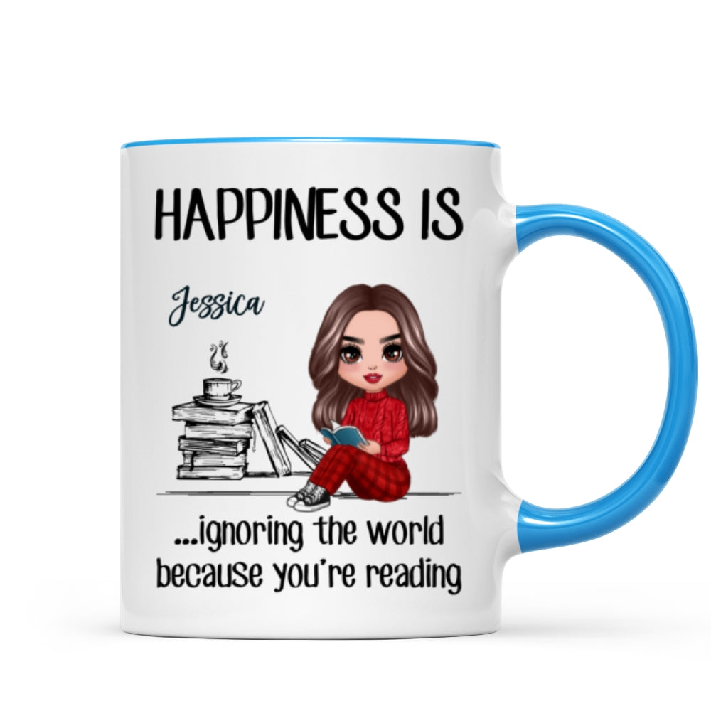 Happiness Is Ignoring The World Because You‘re Reading Book Personalized Mug
