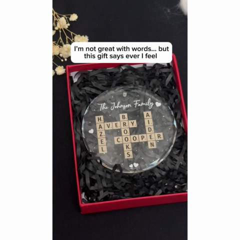 Unique Decor Crossword Puzzle Art - Personalized Glass Ornament