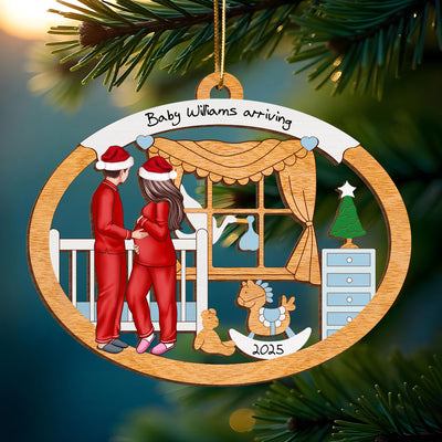Proud Parents to be, Personalized Expecting Couple Christmas Wooden Ornament