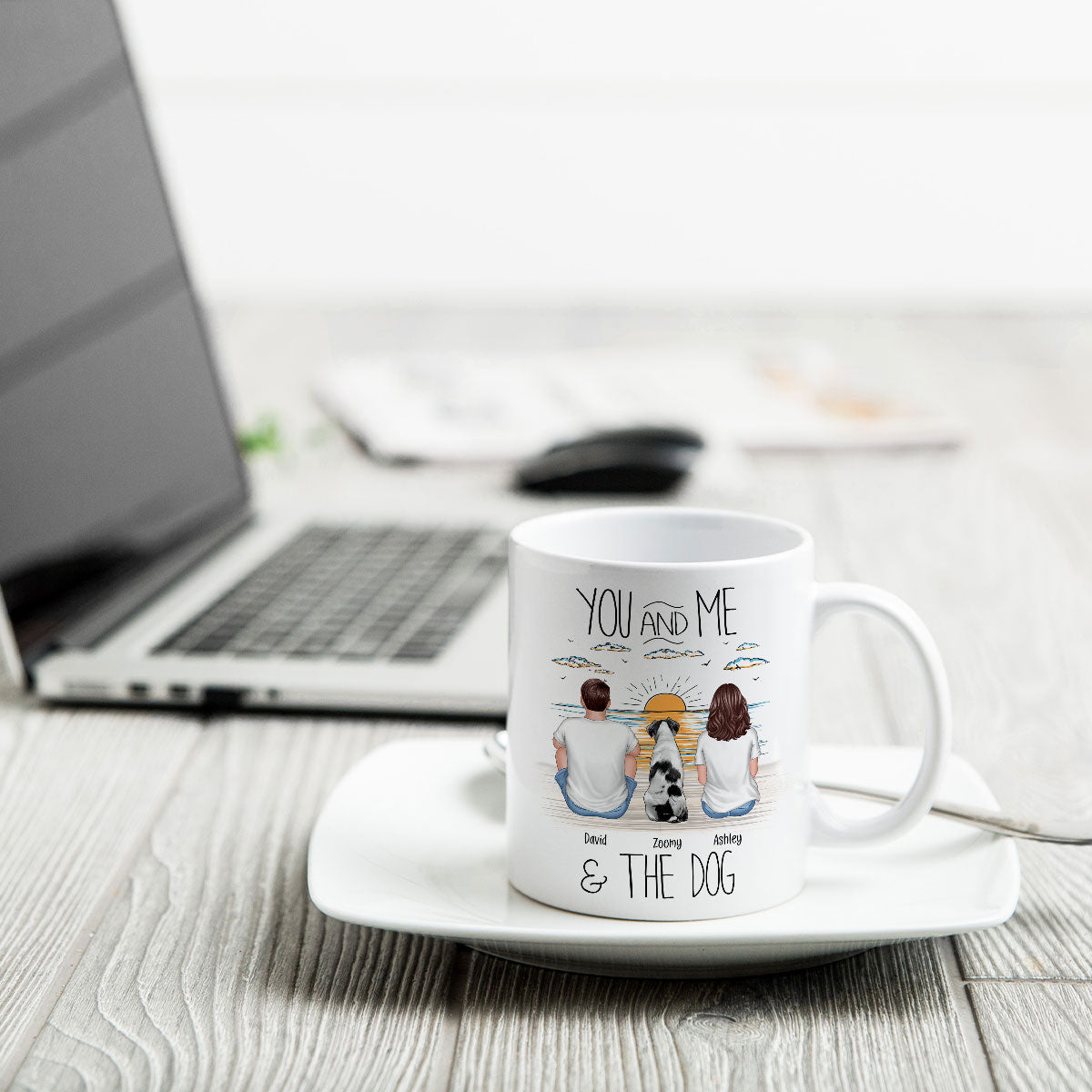 You And Me Beach Outline Personalized Mug, Gift For Him, For Her