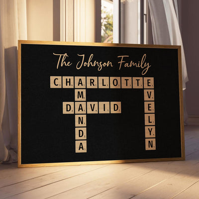 Family Crossword Puzzle Art Created In A Moment, Treasured Forever - Personalized Poster