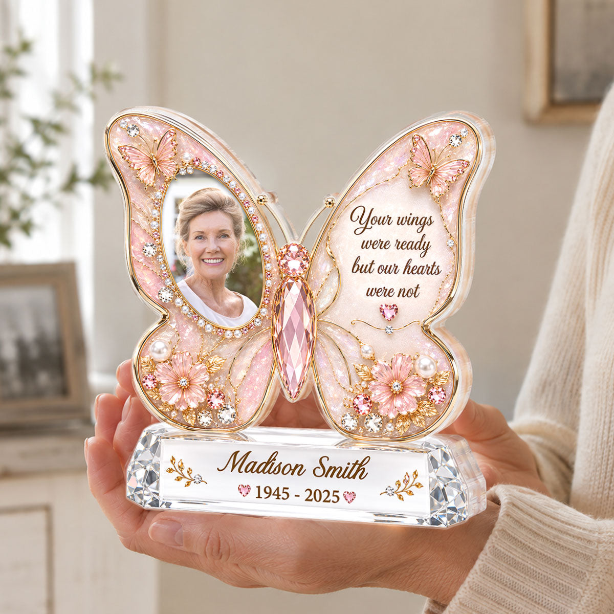 Memorial Butterfly Custom Photo - Personalized Acrylic Block Plaque - Heartfelt Sympathy Gift for Loved Ones