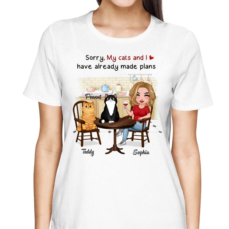 My Cats And I Have Made Plans Personalized Cat Mom Shirt