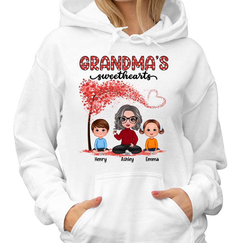 Grandma Sweethearts Grandkids Tree Personalized Shirt