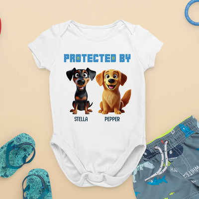 Protected By Dogs Personalized Baby Onesie Baby Shirt